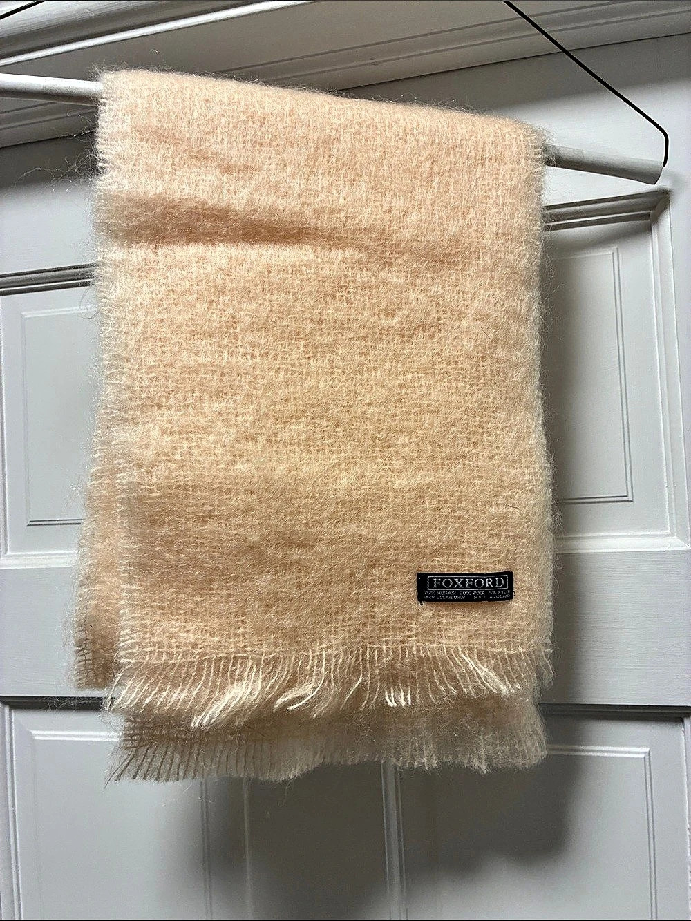 Foxford Mohair Wool Scarf in Beige Like New